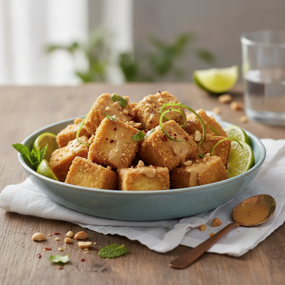 Crispy Tofu with Peanut Lime Sauce