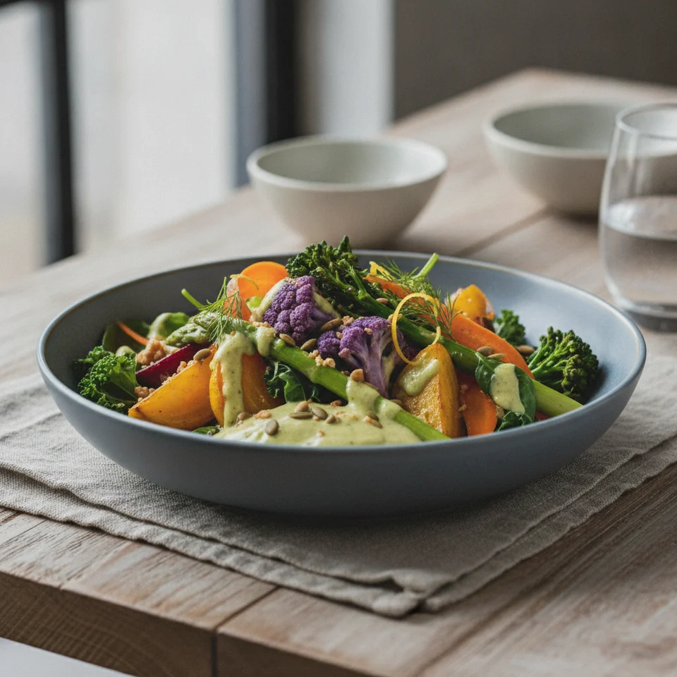 Modern Vegetable Bowl with Lemon Dill Dressing