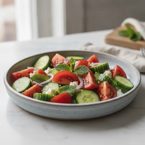 Frischer Tomaten-Gurken-Salat mit Minze