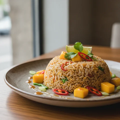 Gebratener Reis mit Mango und Chili