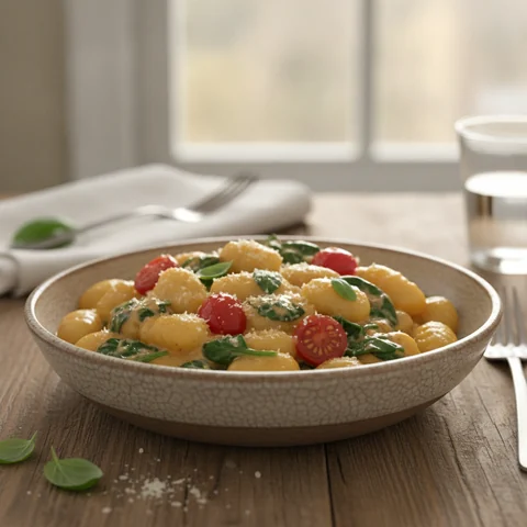 Gnocchi-Pfanne mit Spinat und Tomaten