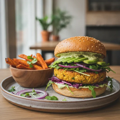 Kichererbsen-Burger mit Avocado