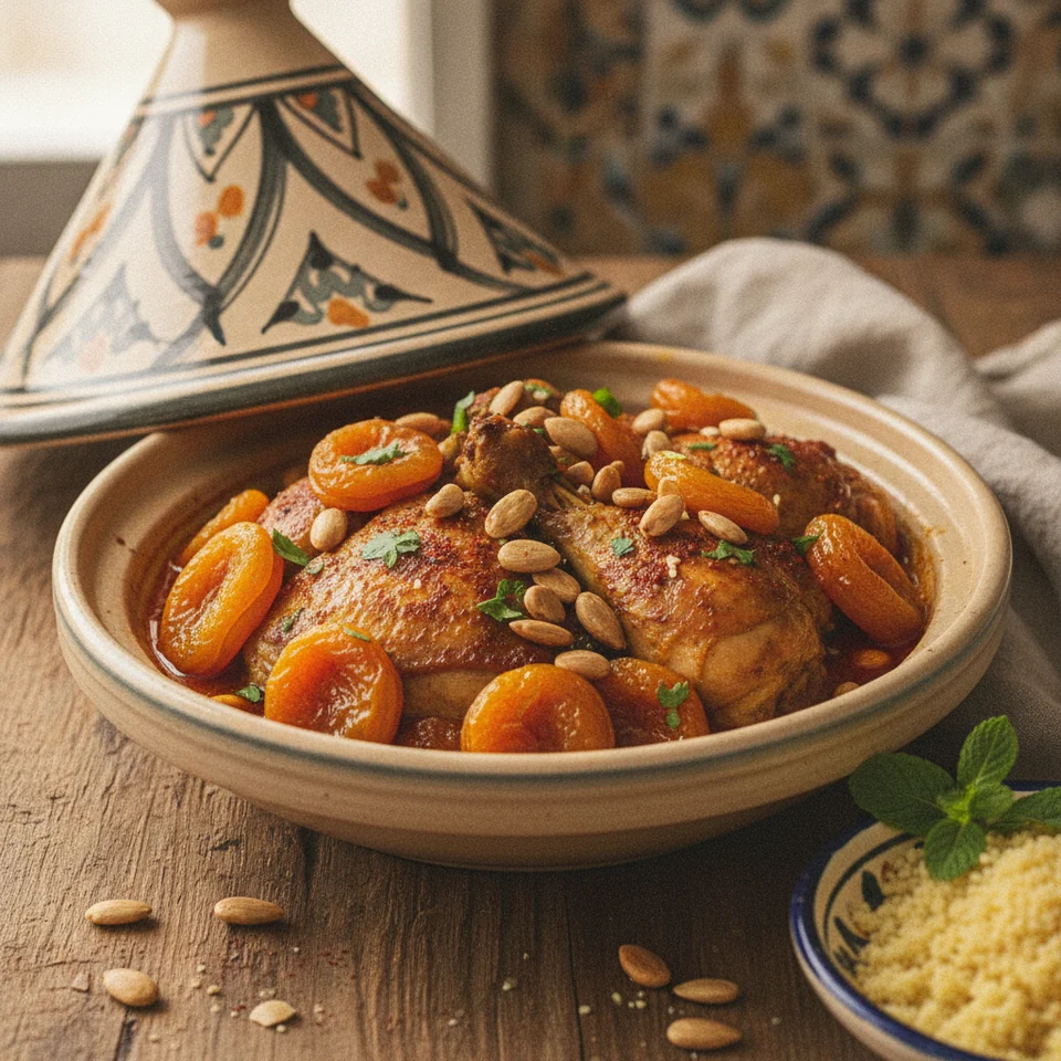 Chicken Tajine with Apricots and Almonds