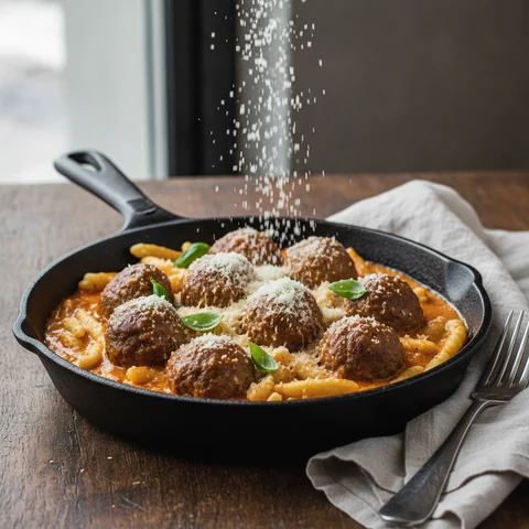 Meatball Skillet with Spätzle