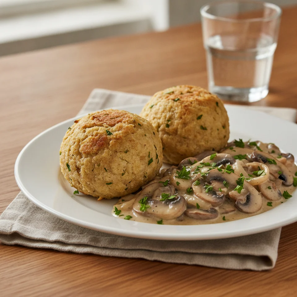Bread Dumplings with Creamy Mushrooms