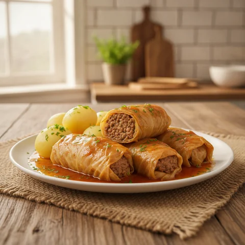 Cabbage Rolls with Boiled Potatoes