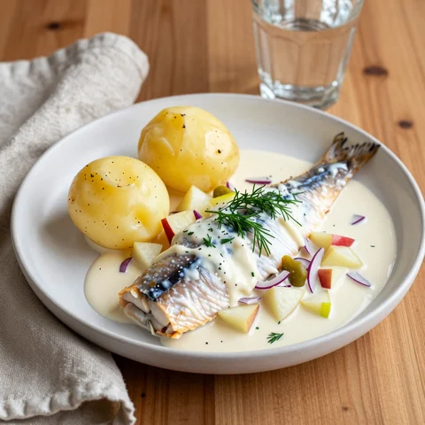 Matjes Hausfrauenart with Boiled Potatoes