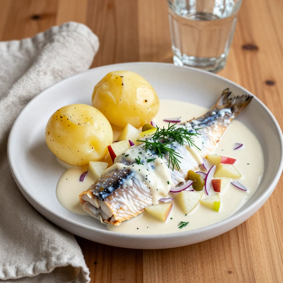Matjes Hausfrauenart with Boiled Potatoes