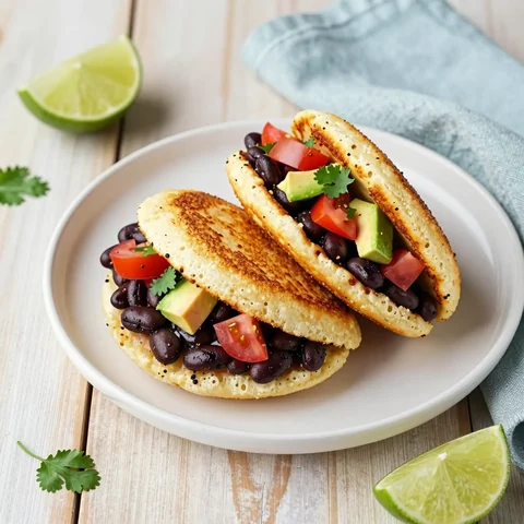 Arepas mit schwarzen Bohnen