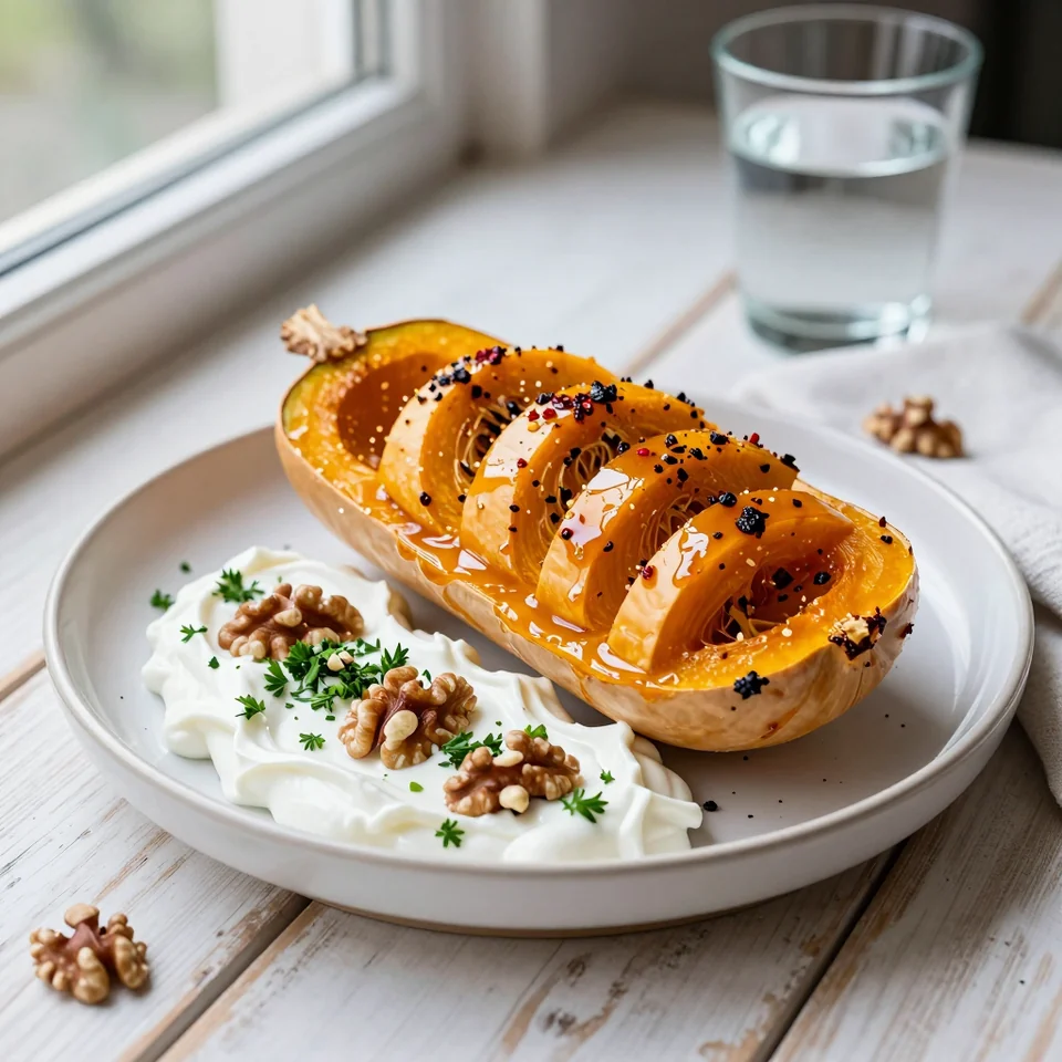 Hasselback Butternut with Maple Chilli and Walnut Gremolata