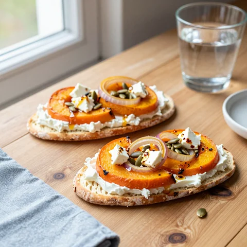 Herbst-Flammbrot mit Kürbis, Feta und Honig