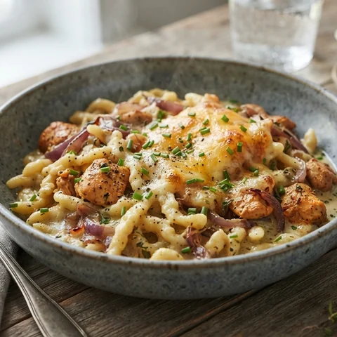 Spätzle and Chicken Sheet Pan with Creamy Herb Sauce