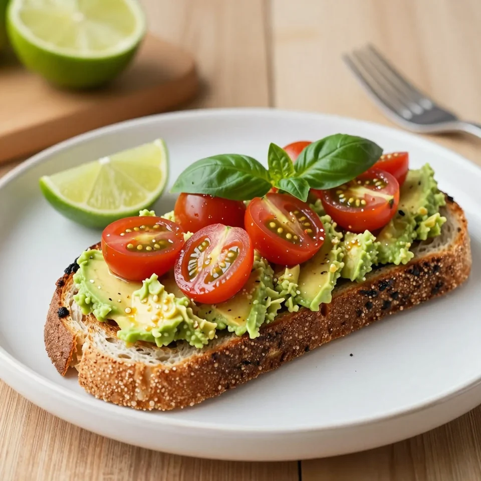 Avocado-Toast mit Kirschtomaten und Limette