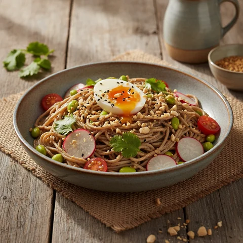 Japanischer Soba-Salat mit Edamame und Ei