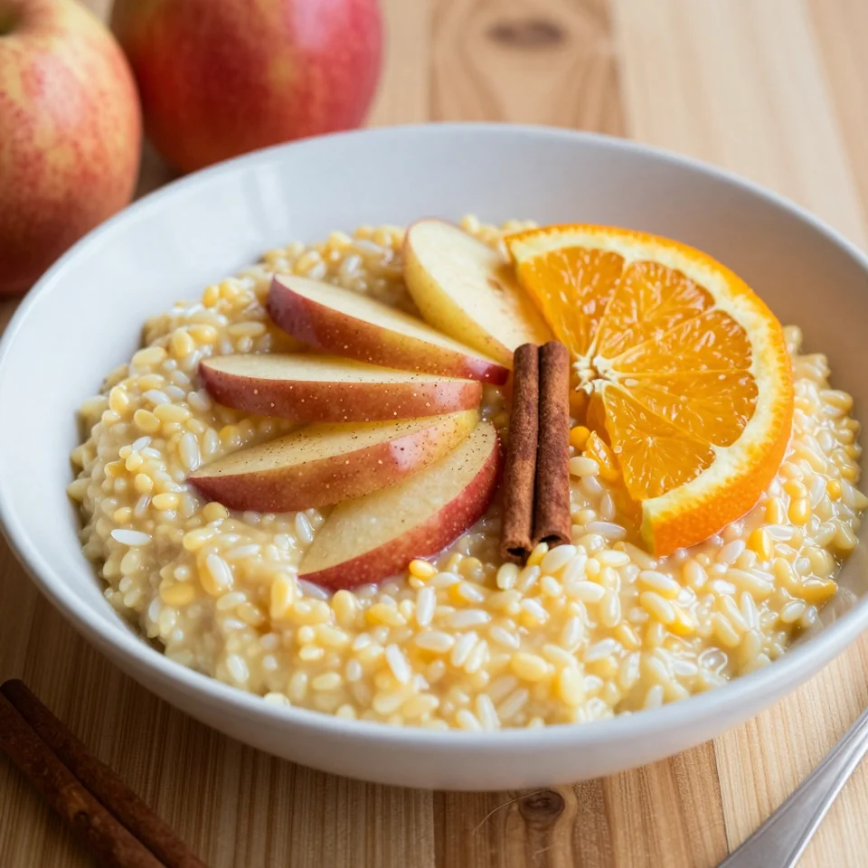 Sweet Polenta Porridge with Cinnamon Apple