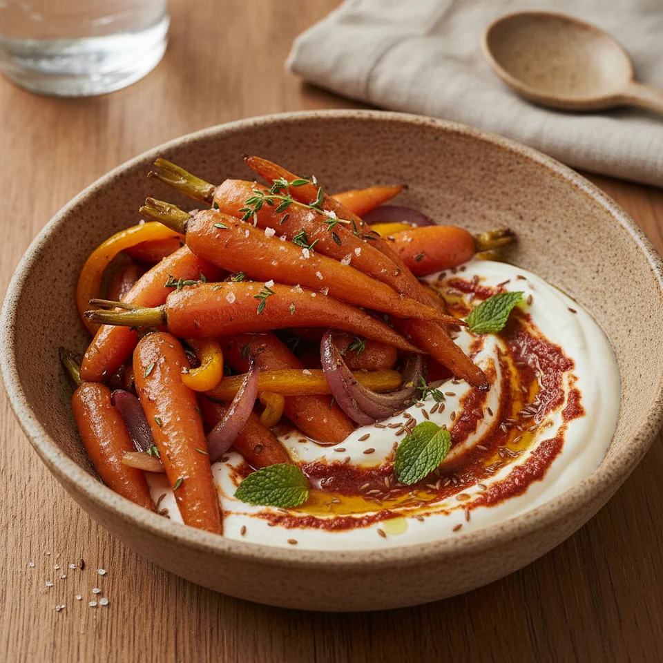 Caramelised Carrots with Harissa Yoghurt