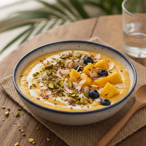 Mango-Joghurt-Smoothie-Bowl mit Pistazien