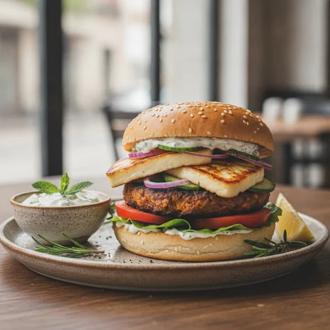 Veggie-Burger mit Halloumi