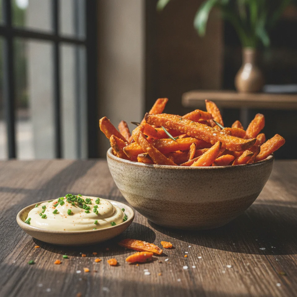 Süßkartoffel-Pommes mit Aioli
