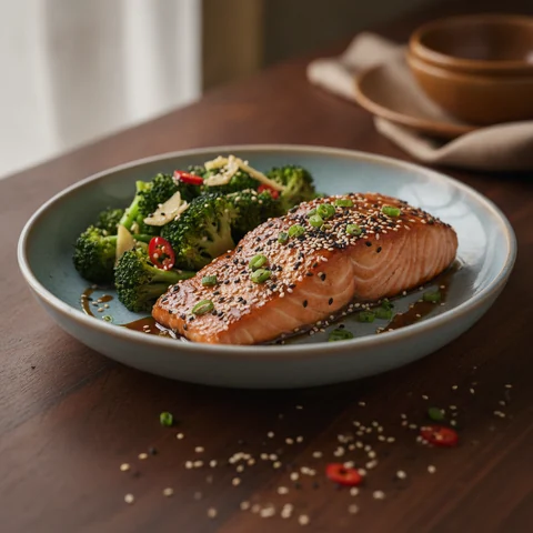 Sesame Salmon with Ginger Broccoli