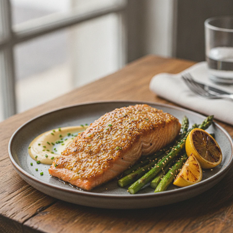 Lachs mit Honig-Senf-Glasur
