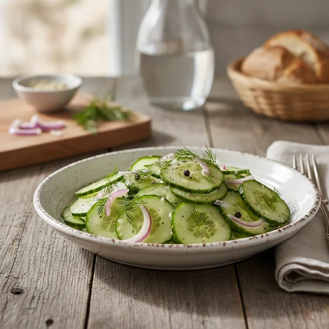 Gurkensalat mit Sauerrahm und Dill