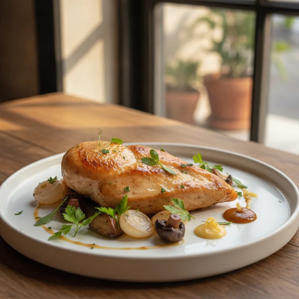 Pan-Seared Chicken Breast Escoffier Style