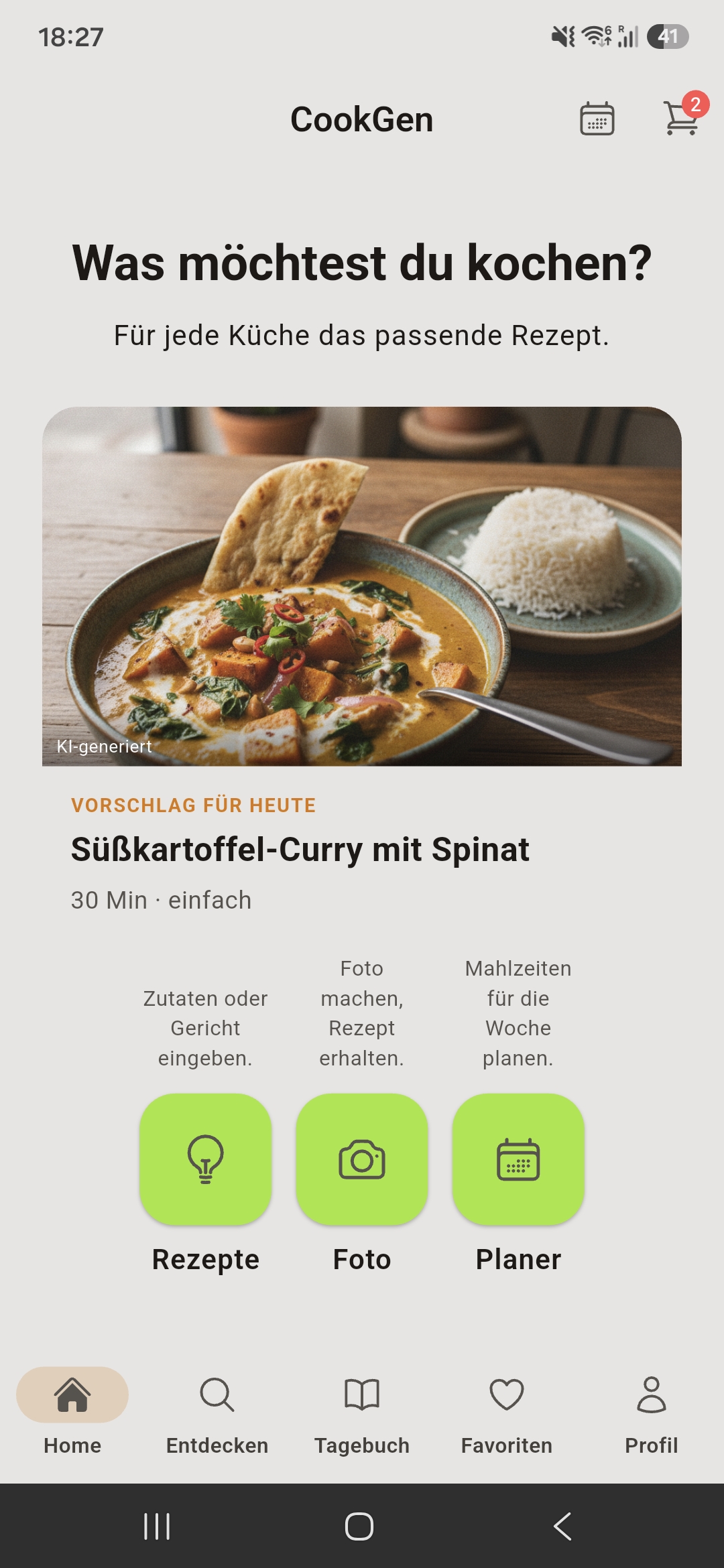 CookGen Home Screen